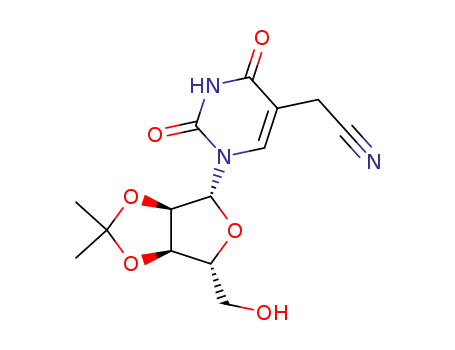 Molecular Structure of 58479-72-4 (Uridine, 5-(cyanomethyl)-2',3'-O-(1-methylethylidene)-)