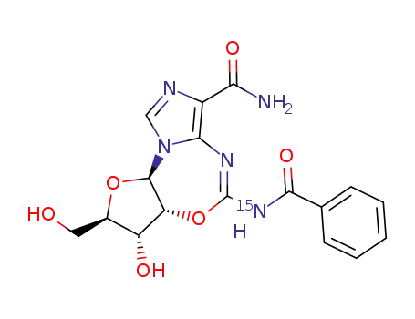 2',1''-anhydro-5-<(1''-<15N>benzamido-1''-hydroxymethylene)amino>-1-(β-D-ribofuranosyl)imidazole-4-carboxamide
