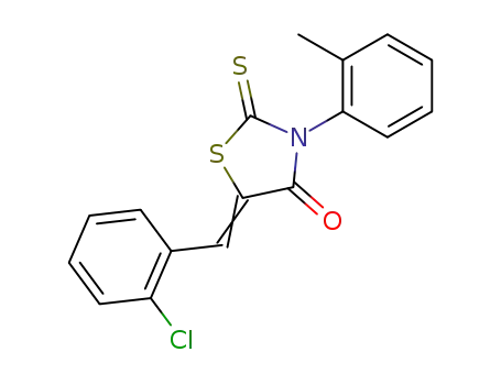 Molecular Structure of 221286-75-5 (5-[1-(2-Chloro-phenyl)-meth-(Z)-ylidene]-2-thioxo-3-o-tolyl-thiazolidin-4-one)