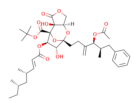 (1R,2S,6R,8S,9R,10R)-8-((4S,5R)-4-Acetoxy-5-methyl-3-methylene-6-phenyl-hexyl)-10-((E)-(4S,6S)-4,6-dimethyl-oct-2-enoyloxy)-2,9-dihydroxy-3-oxo-4,7,11-trioxa-tricyclo[6.2.1.0<sup>2,6</sup>]undecane-1-carboxylic acid tert-butyl ester