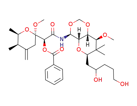 Benzoic acid (S)-[(4S,4aS,6R,8S,8aR)-6-(2,5-dihydroxy-pentyl)-8-methoxy-7,7-dimethyl-hexahydro-pyrano[3,2-d][1,3]dioxin-4-ylcarbamoyl]-((2R,5R,6R)-2-methoxy-5,6-dimethyl-4-methylene-tetrahydro-pyran-2-yl)-methyl ester