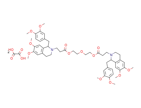 Molecular Structure of 81165-45-9 (3-[1-(3,4-Dimethoxy-benzyl)-6,7-dimethoxy-3,4-dihydro-1H-isoquinolin-2-yl]-propionic acid 2-(2-{3-[1-(3,4-dimethoxy-benzyl)-6,7-dimethoxy-3,4-dihydro-1H-isoquinolin-2-yl]-propionyloxy}-ethoxy)-ethyl ester; compound with oxalic acid)