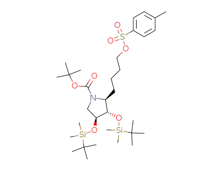 (2S,3S,4S)-3,4-Bis-(tert-butyl-dimethyl-silanyloxy)-2-[4-(toluene-4-sulfonyloxy)-butyl]-pyrrolidine-1-carboxylic acid tert-butyl ester