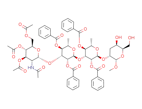 methyl (2-acetamido-3,4,6-tri-O-acetyl-2-deoxy-α-D-glucopyranosyl)-(1->3)-(2,4-di-O-benzoyl-α-L-rhamnopyranosyl)-(1->3)-(2,4-di-O-benzoyl-α-L-rhamnopyranosyl)-(1->2)-3-deoxy-α-D-xylo-hexopyranoside