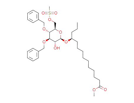 (S)-11-((2R,3R,4R,5R,6R)-4,5-Bis-benzyloxy-3-hydroxy-6-methanesulfonyloxymethyl-tetrahydro-pyran-2-yloxy)-tetradecanoic acid methyl ester
