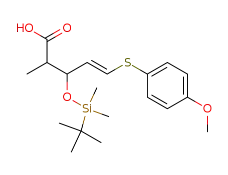 Pent-4-enonic acid,
2,4-dideoxy-3-O-[(1,1-dimethylethyl)dimethylsilyl]-5-S-(4-methoxyphenyl
)-2-methyl-5-thio-, (4E)-