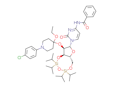N-(1-{(2R,3R,3aR,9aR)-3-[1-(4-Chloro-phenyl)-4-ethoxy-piperidin-4-yloxy]-5,5,7,7-tetraisopropyl-tetrahydro-1,4,6,8-tetraoxa-5,7-disila-cyclopentacycloocten-2-yl}-2-oxo-1,2-dihydro-pyrimidin-4-yl)-benzamide