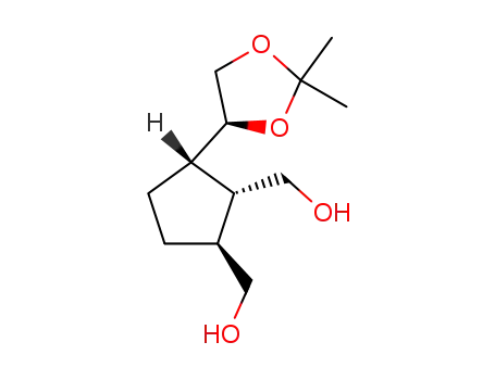Molecular Structure of 256221-91-7 ([(1R,2S,5S)-2-((S)-2,2-Dimethyl-[1,3]dioxolan-4-yl)-5-hydroxymethyl-cyclopentyl]-methanol)