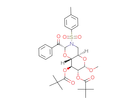 2,2-Dimethyl-propionic acid (2R,4aR,6S,7R,8S,8aR)-2-benzoyl-7-(2,2-dimethyl-propionyloxy)-6-methoxy-3-(toluene-4-sulfonyl)-octahydro-pyrano[2,3-e][1,3]oxazin-8-yl ester