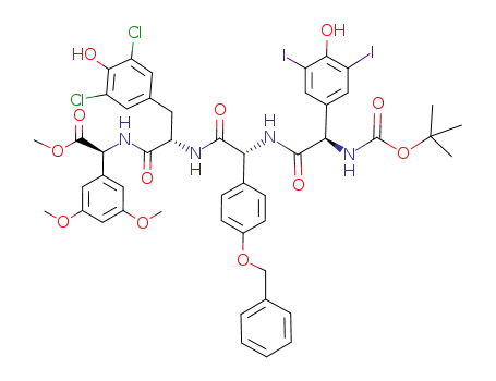 (S)-[(S)-2-{(R)-2-(4-Benzyloxy-phenyl)-2-[(R)-2-tert-butoxycarbonylamino-2-(4-hydroxy-3,5-diiodo-phenyl)-acetylamino]-acetylamino}-3-(3,5-dichloro-4-hydroxy-phenyl)-propionylamino]-(3,5-dimethoxy-phenyl)-acetic acid methyl ester