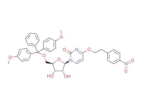 Molecular Structure of 114522-12-2 (Uridine,
5'-O-[bis(4-methoxyphenyl)phenylmethyl]-4-O-[2-(4-nitrophenyl)ethyl]-)