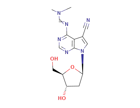 5-cyano-7-(2-deoxy-β-D-erythro-pentofuranosyl)-4-{[(dimethylamino)-methylene]amino}-7H-pyrrolo[2,3-d]pyrimidine