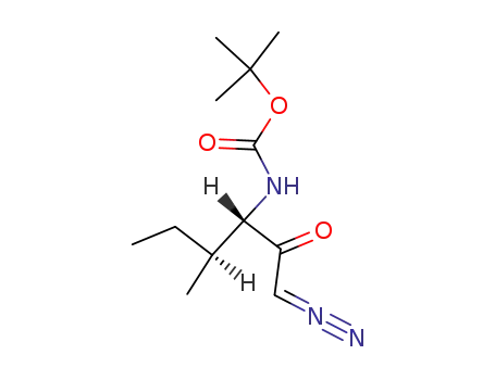 Molecular Structure of 114645-19-1 (N-alpha-t-Butyloxycarbonyl-L-isoleucinyl-diazomethane, (3S,4S)-3-Boc-amino-1-diazo-4-methyl-2-hexanone)