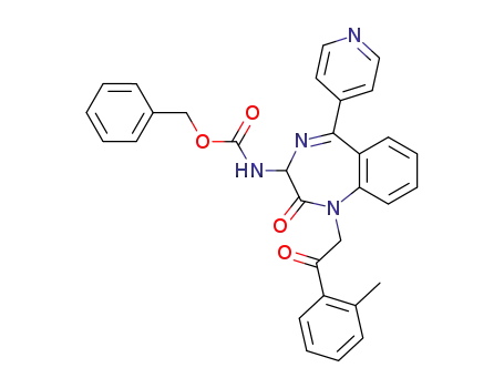 Molecular Structure of 154064-09-2 ([2-Oxo-1-(2-oxo-2-o-tolyl-ethyl)-5-pyridin-4-yl-2,3-dihydro-1H-benzo[e][1,4]diazepin-3-yl]-carbamic acid benzyl ester)