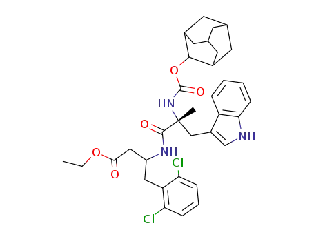 3-[(R)-2-(Adamantan-2-yloxycarbonylamino)-3-(1H-indol-3-yl)-2-methyl-propionylamino]-4-(2,6-dichloro-phenyl)-butyric acid ethyl ester