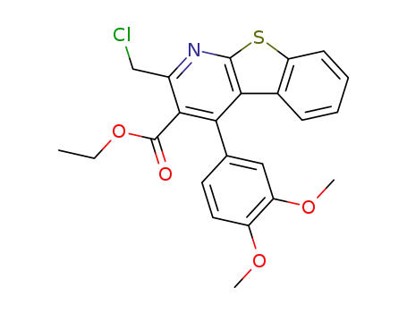 Molecular Structure of 244298-87-1 (2-chloromethyl-4-(3,4-dimethoxy-phenyl)-benzo[4,5]thieno[2,3-<i>b</i>]pyridine-3-carboxylic acid ethyl ester)