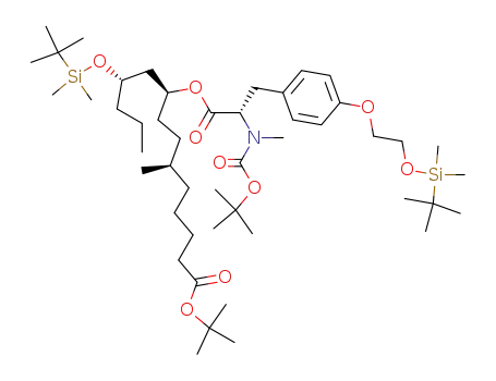 9-(2-(<i>tert</i>-butoxycarbonyl-methyl-amino)-3-{4-[2-(<i>tert</i>-butyl-dimethyl-silanyloxy)-ethoxy]-phenyl}-propionyloxy)-11-(<i>tert</i>-butyl-dimethyl-silanyloxy)-6-methyl-tetradecanoic acid <i>tert</i>-butyl ester