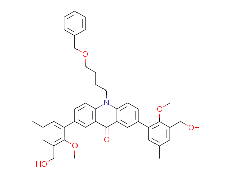 Molecular Structure of 194857-89-1 (9(10H)-Acridinone,
2,7-bis[3-(hydroxymethyl)-2-methoxy-5-methylphenyl]-10-[4-(phenylmeth
oxy)butyl]-)
