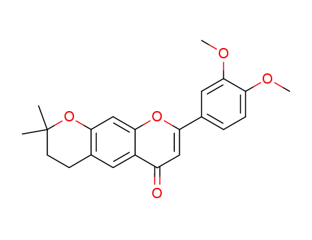 Molecular Structure of 135940-06-6 (2-(3,4-Dimethoxy-phenyl)-8,8-dimethyl-7,8-dihydro-6H-pyrano[3,2-g]chromen-4-one)