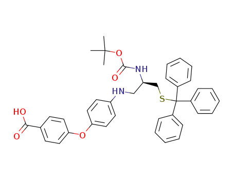 Molecular Structure of 192768-33-5 (4-[4-((R)-2-tert-Butoxycarbonylamino-3-tritylsulfanyl-propylamino)-phenoxy]-benzoic acid)