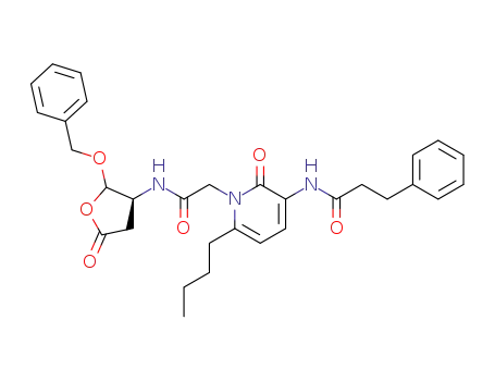 N-{1-[((S)-2-Benzyloxy-5-oxo-tetrahydro-furan-3-ylcarbamoyl)-methyl]-6-butyl-2-oxo-1,2-dihydro-pyridin-3-yl}-3-phenyl-propionamide
