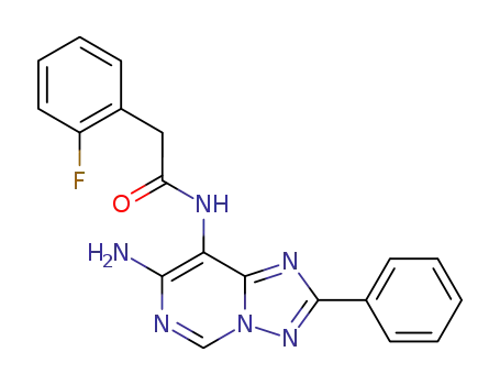 Molecular Structure of 159976-50-8 (7-amino-8-(2-fluorophenylacetylamino)-2-phenyl-1,2,4-triazolo<1,5-c>pyrimidine)