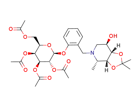 Acetic acid (2S,3R,4S,5S,6R)-4,5-diacetoxy-6-acetoxymethyl-2-[2-((3aR,4S,7R,7aS)-7-hydroxy-2,2,4-trimethyl-tetrahydro-[1,3]dioxolo[4,5-c]pyridin-5-ylmethyl)-phenoxy]-tetrahydro-pyran-3-yl ester