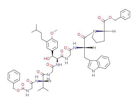 1-[2-(2-{2-{2-[2-(2-benzyloxycarbonylamino-acetylamino)-3-methyl-butyrylamino]-acetylamino}-3-hydroxy-3-[4-methoxy-3-(3-methyl-butyl)-phenyl]-propionylamino}-acetylamino)-3-(1<i>H</i>-indol-3-yl)-propionyl]-pyrrolidine-2-carboxylic acid benzyl ester