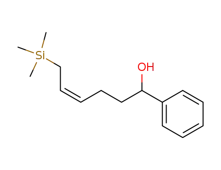 Molecular Structure of 164076-17-9 ((Z)-1-Phenyl-6-trimethylsilanyl-hex-4-en-1-ol)