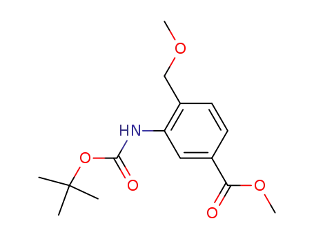 Molecular Structure of 330807-48-2 (methyl 3-[(tert-butyloxycarbonyl)amino]-4-(methoxymethyl)benzoate)