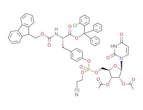 (S)-3-(4-{(2-Cyano-ethoxy)-[(2R,3R,4R,5R)-3,4-diacetoxy-5-(2,4-dioxo-3,4-dihydro-2H-pyrimidin-1-yl)-tetrahydro-furan-2-ylmethoxy]-phosphoryloxy}-phenyl)-2-(9H-fluoren-9-ylmethoxycarbonylamino)-propionic acid (2-chloro-phenyl)-diphenyl-methyl ester