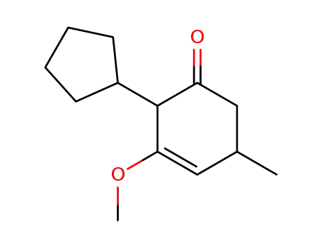 Molecular Structure of 460342-47-6 (2-cyclopentyl-3-methoxy-5-methyl-cyclohex-3-enone)
