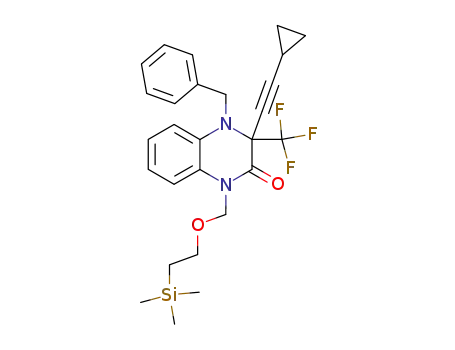 Molecular Structure of 299434-73-4 (4-benzyl-3-cyclopropylethynyl-3-trifluoromethyl-1-(2-trimethylsilanyl-ethoxymethyl)-3,4-dihydro-1<i>H</i>-quinoxalin-2-one)