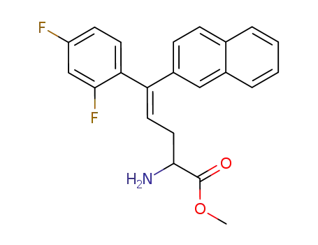 Molecular Structure of 288101-39-3 ((E)-2-Amino-5-(2,4-difluoro-phenyl)-5-naphthalen-2-yl-pent-4-enoic acid methyl ester)
