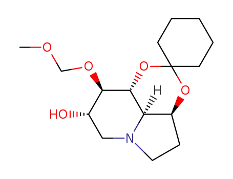 Molecular Structure of 156205-91-3 (Spirocyclohexane-1,2-1,3dioxino4,5,6-hiindolizin-8-ol, octahydro-9-(methoxymethoxy)-, 3aS-(3a.alpha.,8.alpha.,9.beta.,9a.beta.,9b.alpha.)-)