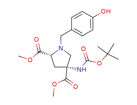 Molecular Structure of 371979-21-4 ((2R,4R)-4-tert-Butoxycarbonylamino-1-(4-hydroxy-benzyl)-pyrrolidine-2,4-dicarboxylic acid dimethyl ester)