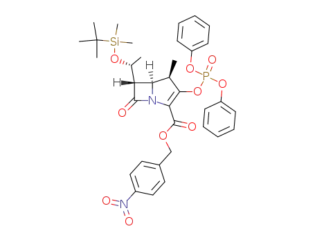 Molecular Structure of 105318-43-2 (p-nitrobenzyl (4R,5R,6S)-6-<(1R)-1-tert-butyldimethylsilyloxyethyl>-3-diphenylphosphoryloxy-4-methyl-7-oxo-1-azabicyclo<3.2.0>hept-2-en-2-carboxylate)