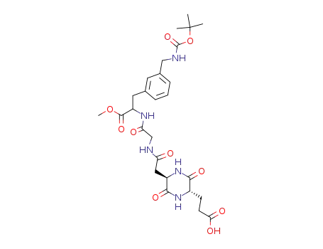 3-[3-(tert-Butoxycarbonylamino-methyl)-phenyl]-2-(2-{2-[(2R,5S)-5-(2-carboxy-ethyl)-3,6-dioxo-piperazin-2-yl]-acetylamino}-acetylamino)-propionic acid methyl ester