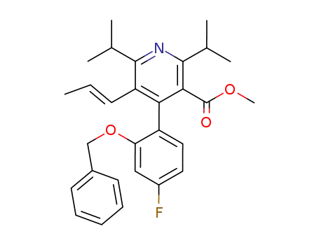 Molecular Structure of 503559-76-0 ((E)-Methyl 4-(2-(benzyloxy)-4-fluorophenyl)-2,6-diisopropyl-5-(prop-1-enyl)nicotinate)