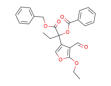 Molecular Structure of 156969-65-2 (Benzoic acid 1-benzyloxycarbonyl-1-(5-ethoxy-4-formyl-furan-3-yl)-propyl ester)