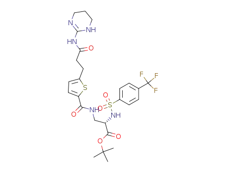 Molecular Structure of 250689-01-1 ((2S)-3-((5-(2-(1,4,5,6-Tetrahydropyrimidin-2-ylcarbamoyl)-ethyl)-thiophene-2-carbonyl)-amino)-2-(4-trifluoromethylphenyl-sulfonylamino)-propionic Acid tert-Butyl Ester)