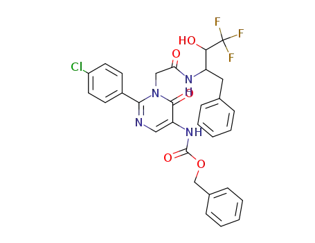 [1-[(1-benzyl-3,3,3-trifluoro-2-hydroxy-propylcarbamoyl)-methyl]-2-(4-chloro-phenyl)-6-oxo-1,6-dihydro-pyrimidin-5-yl]-carbamic acid benzyl ester