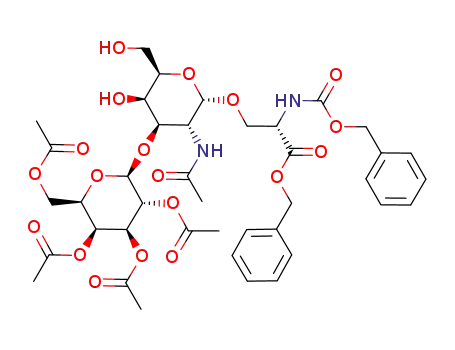 (S)-3-[(2S,3R,4R,5R,6R)-3-Acetylamino-5-hydroxy-6-hydroxymethyl-4-((2R,3R,4S,5S,6R)-3,4,5-triacetoxy-6-acetoxymethyl-tetrahydro-pyran-2-yloxy)-tetrahydro-pyran-2-yloxy]-2-benzyloxycarbonylamino-propionic acid benzyl ester