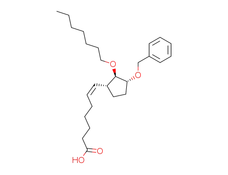 Molecular Structure of 88495-39-0 (6-Heptenoic acid, 7-[2-(heptyloxy)-3-(phenylmethoxy)cyclopentyl]-, [1R-[1a(Z),2b,3a]]-)