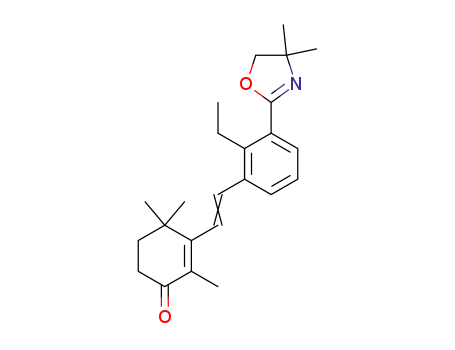 Molecular Structure of 136063-25-7 (3-<2-<3-(4,4-dimethyl-4,5-dihydrooxazol-2-yl)-2-ethylphenyl>vinyl>-2,4,4-trimethylcyclohex-2-enone)
