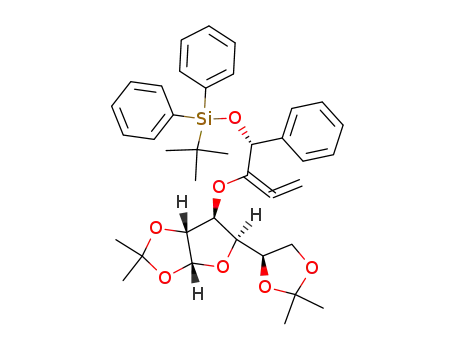 Molecular Structure of 174647-65-5 (tert-Butyl-{(R)-2-[(3aR,5R,6S,6aR)-5-((R)-2,2-dimethyl-[1,3]dioxolan-4-yl)-2,2-dimethyl-tetrahydro-furo[2,3-d][1,3]dioxol-6-yloxy]-1-phenyl-buta-2,3-dienyloxy}-diphenyl-silane)