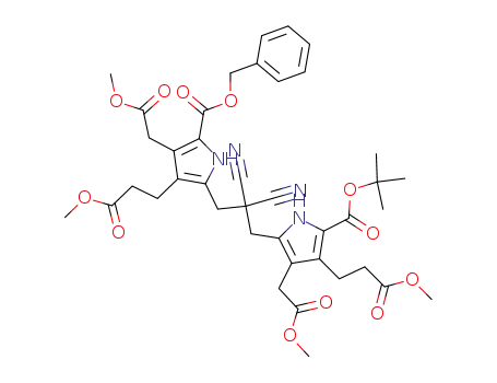 1-<5-Benzyloxycarbonyl-3-(2-methoxycarbonylethyl)-4-methoxycarbonylmethylpyrrol-2-yl>-3-<4-(2-methoxycarbonylethyl)-3-methoxycarbonylmethyl-5-t-butoxycarbonylpyrrol-2-yl>-propane-2,2-dicarbonitrile