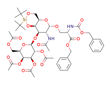 (S)-3-[(4aR,6S,7R,8R,8aR)-7-Acetylamino-2,2-di-tert-butyl-8-((2R,3R,4S,5S,6R)-3,4,5-triacetoxy-6-acetoxymethyl-tetrahydro-pyran-2-yloxy)-hexahydro-1,3,5-trioxa-2-sila-naphthalen-6-yloxy]-2-benzyloxycarbonylamino-propionic acid benzyl ester