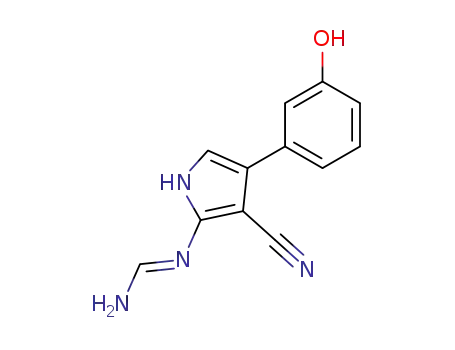 Molecular Structure of 344427-72-1 (N'-(3-cyano-4-(3-hydroxyphenyl)-1H-pyrrol-2-yl)formamidine)