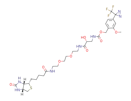 {(R)-2-Hydroxy-2-[2-(2-{2-[5-((3aR,6S,6aS)-2-oxo-hexahydro-thieno[3,4-d]imidazol-6-yl)-pentanoylamino]-ethoxy}-ethoxy)-ethylcarbamoyl]-ethyl}-carbamic acid 2-methoxy-4-(3-trifluoromethyl-3H-diazirin-3-yl)-benzyl ester